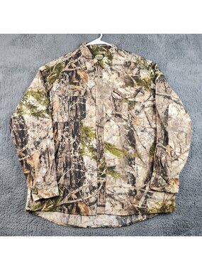 Cabela's Zonz Men's Large Regular Camo Button Up Shirt Woodlands Hunting Outdoor